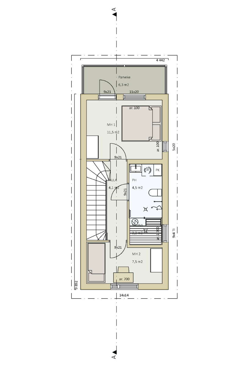 Dahlia - Pohjapiirros yläkerta