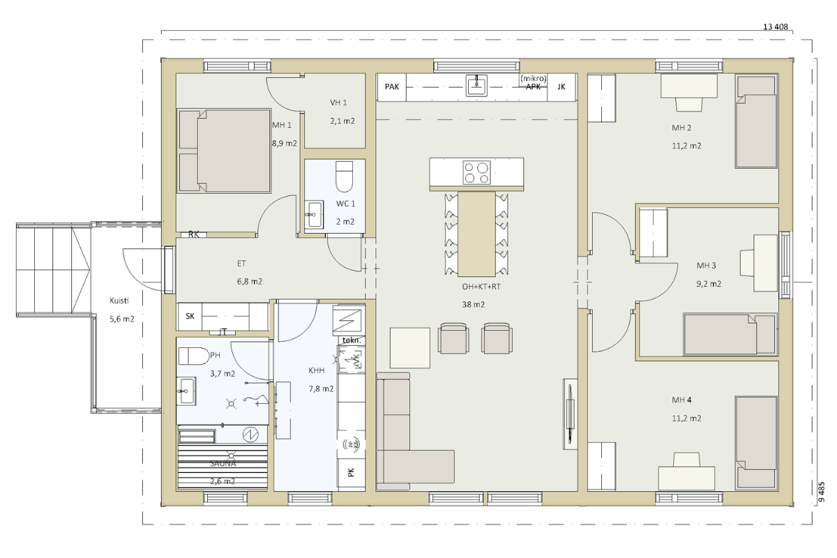 NopsaKoti Ruiskaunokki - Pohjapiirros