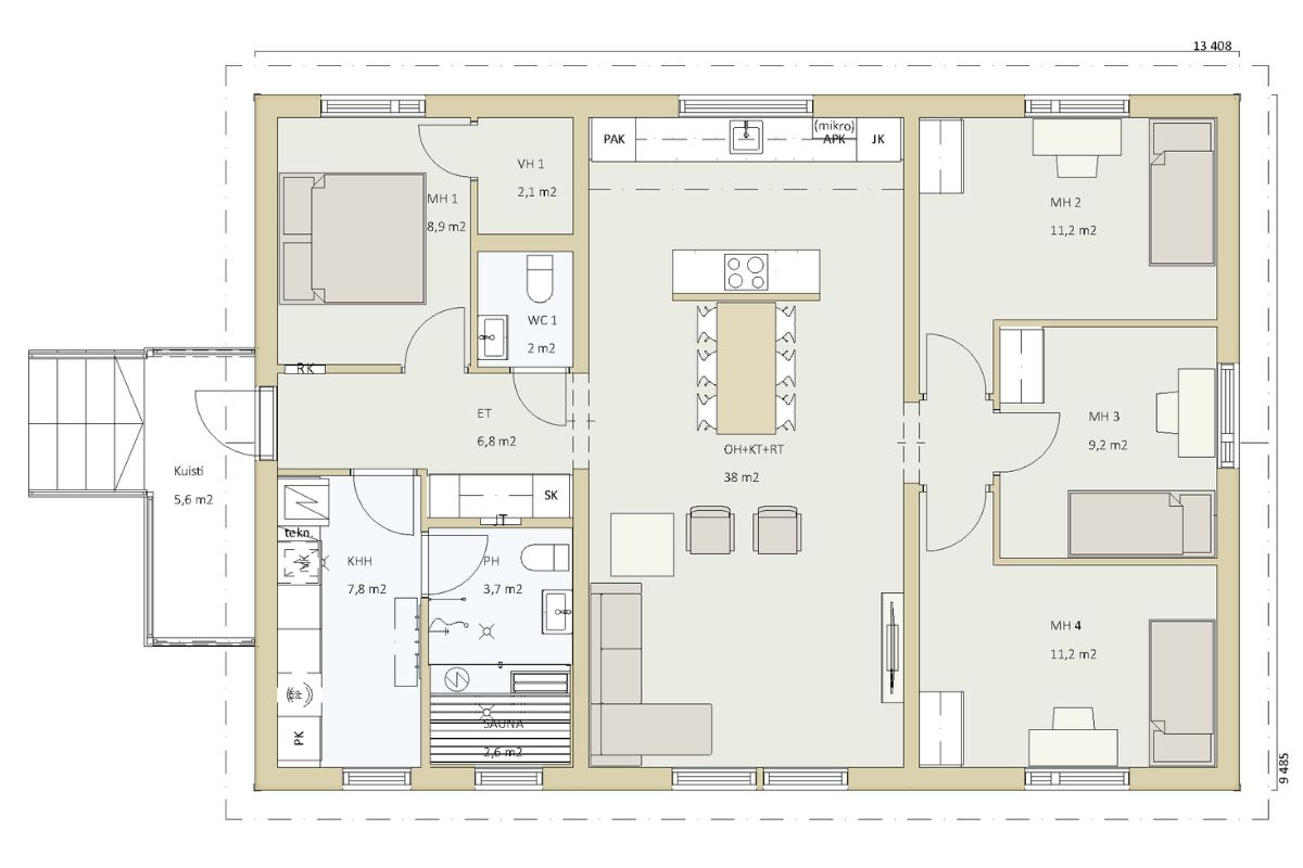NopsaKoti Ruiskaunokki - Pohjapiirros B